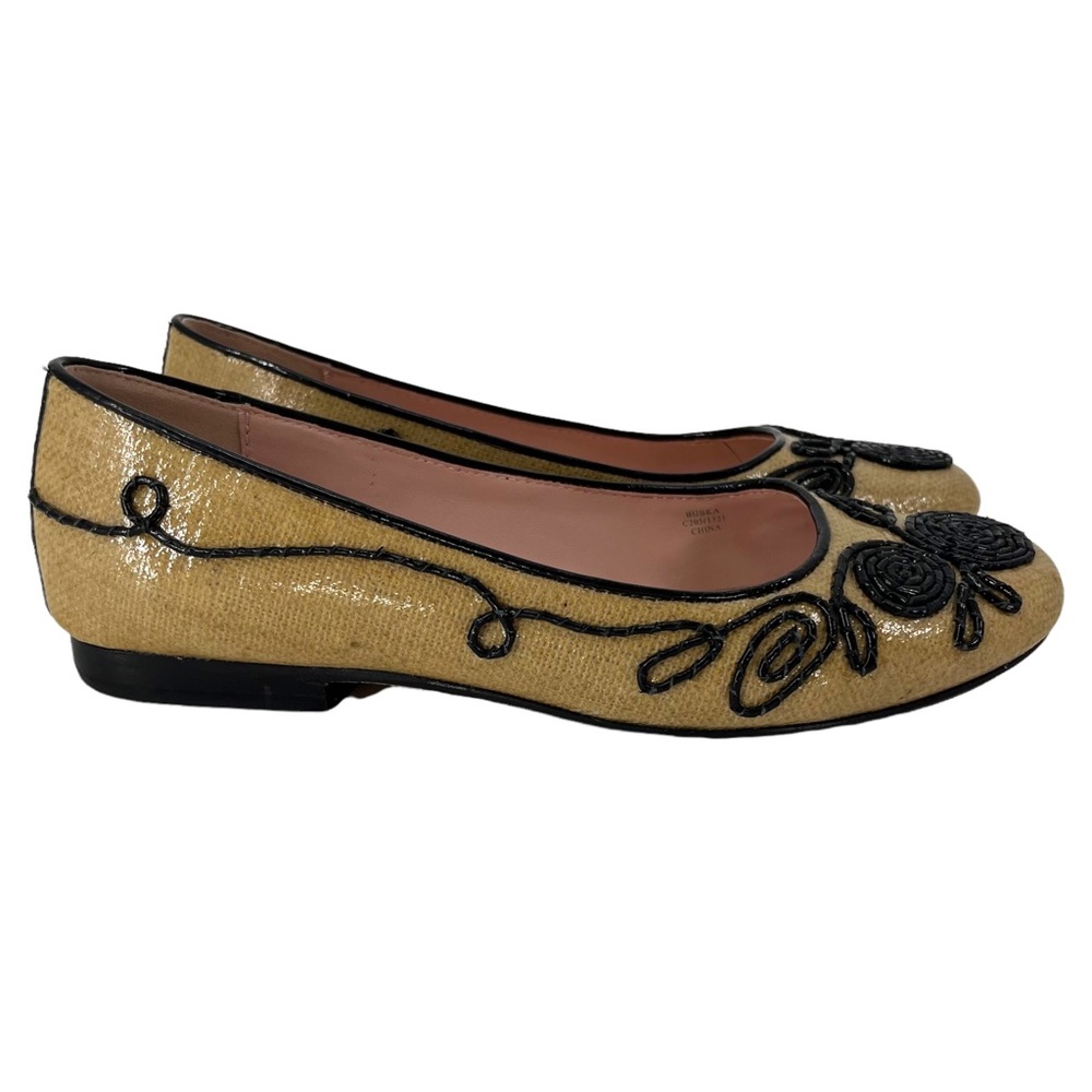 Taryn Rose Bubka Embroidered Coated Canvas Leather Flats Size 7.5 - Picture 1 of 13